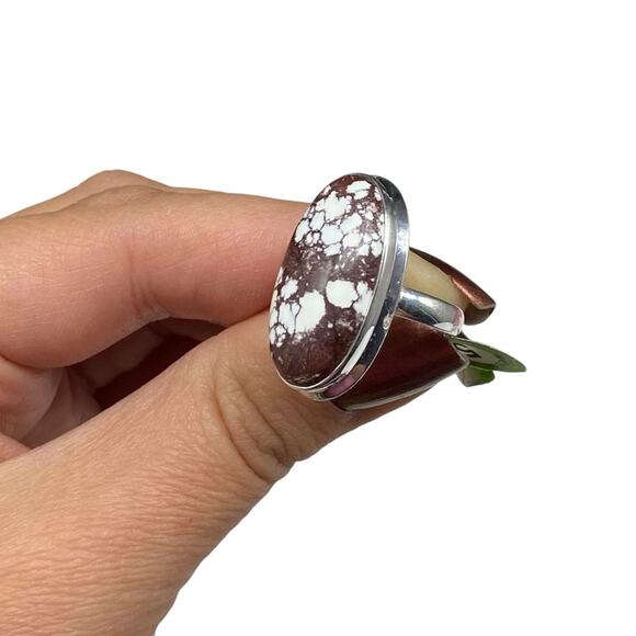 Wild Horse Jasper Ring Size 5 Solid Sterling Silver 925 Oval Chunky Western Boho - Picture 6 of 8